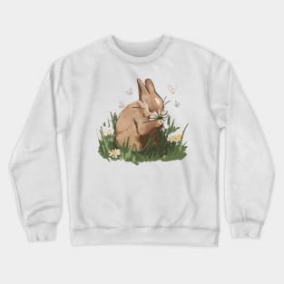 Rabbit and flowers Crewneck Sweatshirt